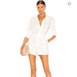 L’Academie Dylan Romper Revolve White Medium Lightweight Twill Spring Summer S *